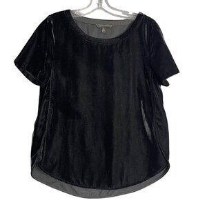 Banana Republic Velvet Top‎ Black Womens S High Low Hem Holiday Preppy Luxury